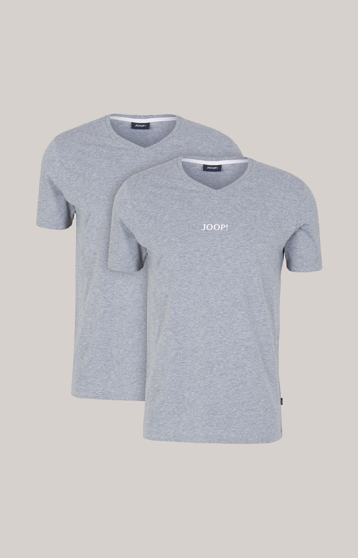 2er-Pack Fine Cotton T-Shirts in Grau meliert