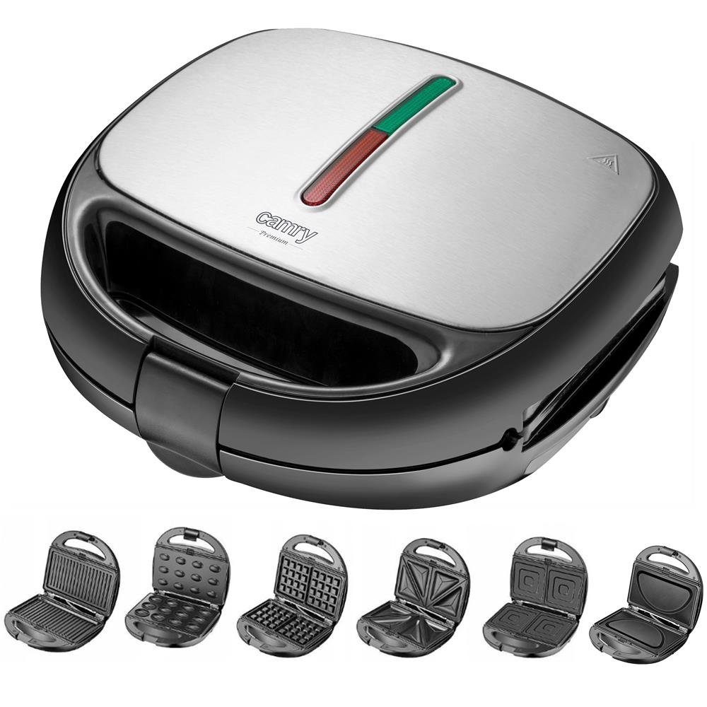 Camry Sandwichmaker CR 3057, 1200 W, 6in1, Waffelmaker, Waffeleisen, Nussmaker, Omelettemaker, Kontaktgrill