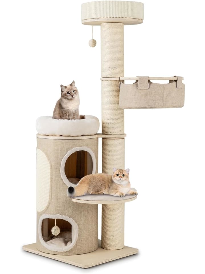 COSTWAY Kratzbaum Katzenbaum 5 Ebenen 154cm in Beige günstig kaufen onesize