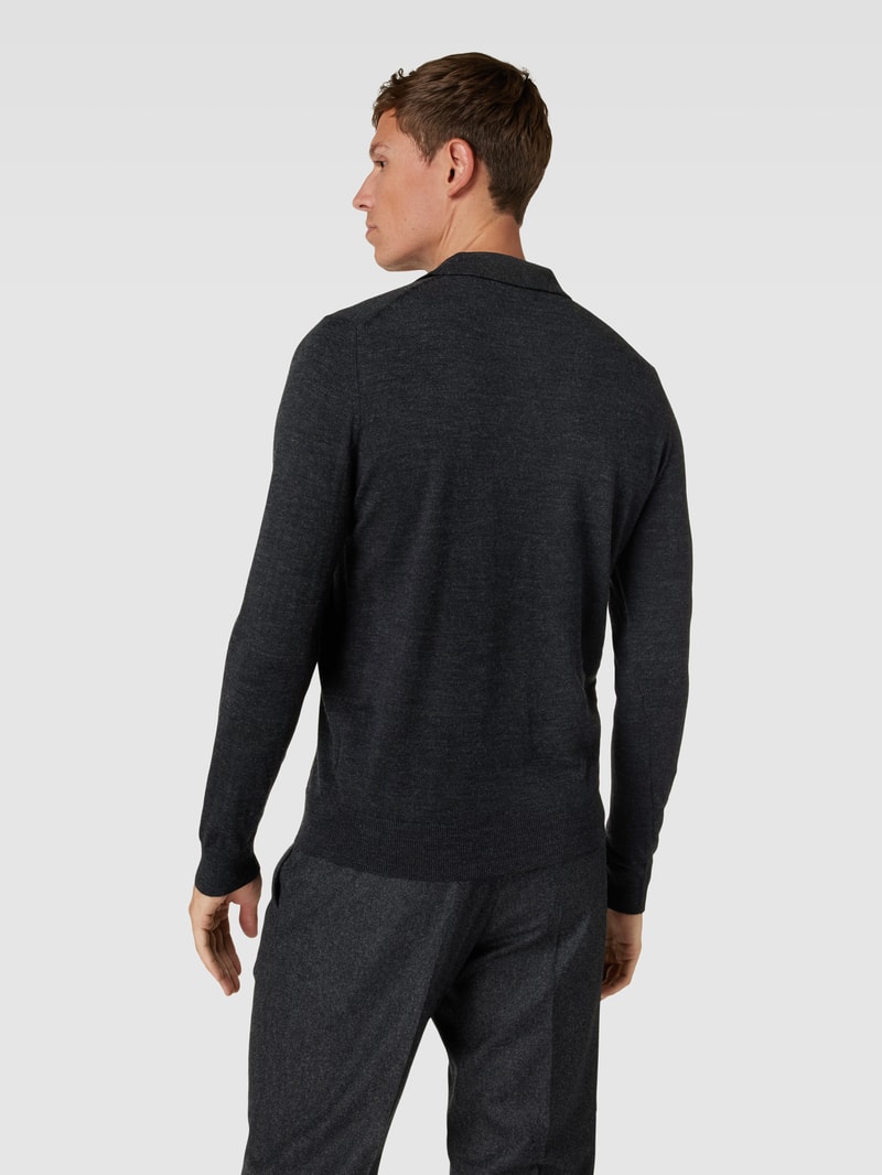 Strickpullover mit kurzem Reißverschluss in anthrazit meliert