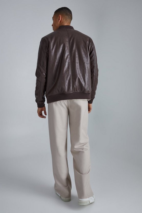 Geprägte PU-Jacke mit Aufnäher