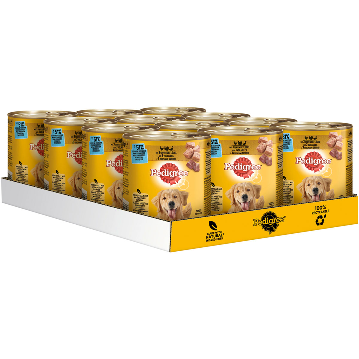 Pedigree Adult mit 3 Sorten Geflügel in Pastete bei ZooRoyal