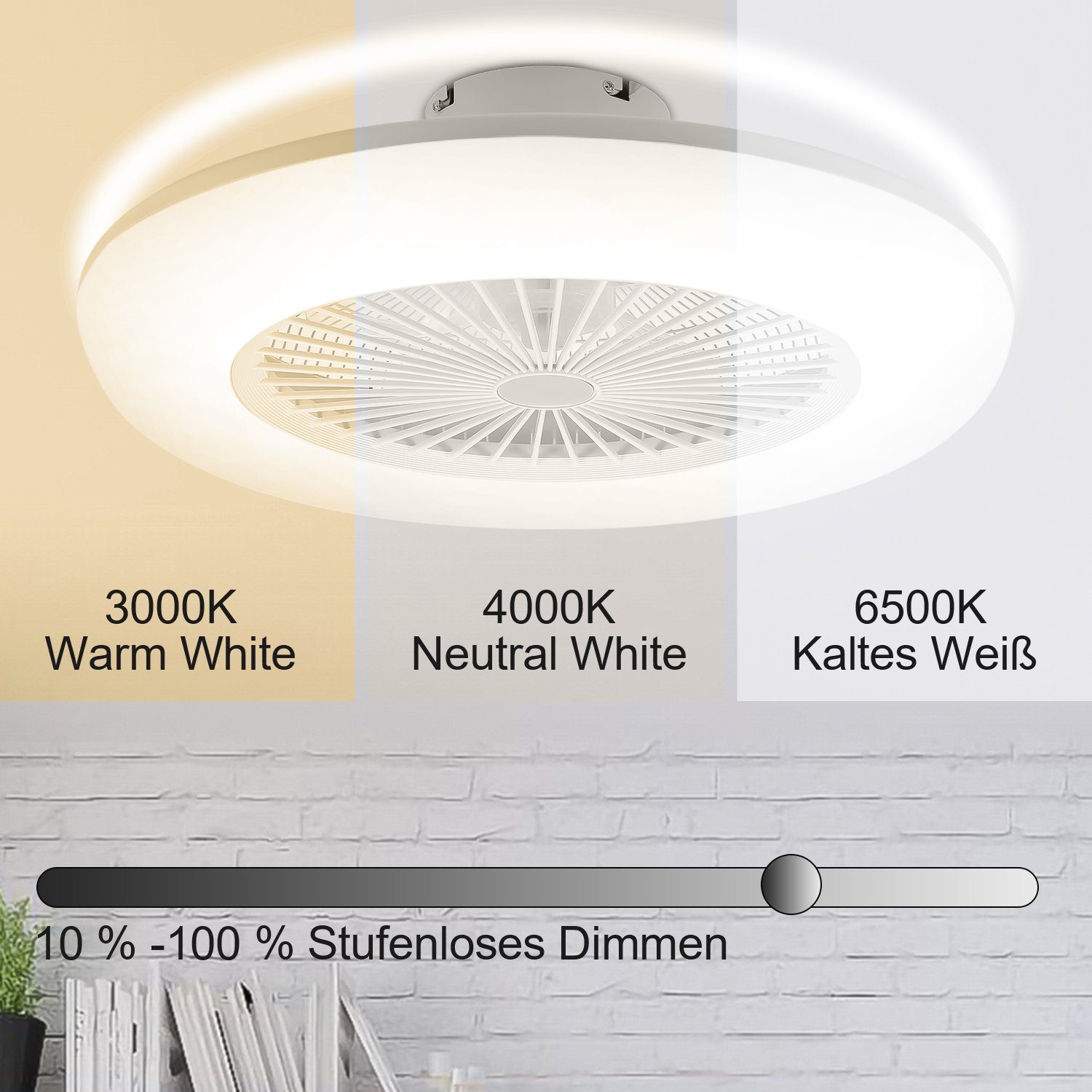 Gimisgu Deckenventilator 80W Deckenventilator Mit Fernbedienung Timer Beleuchtung Dimmbar