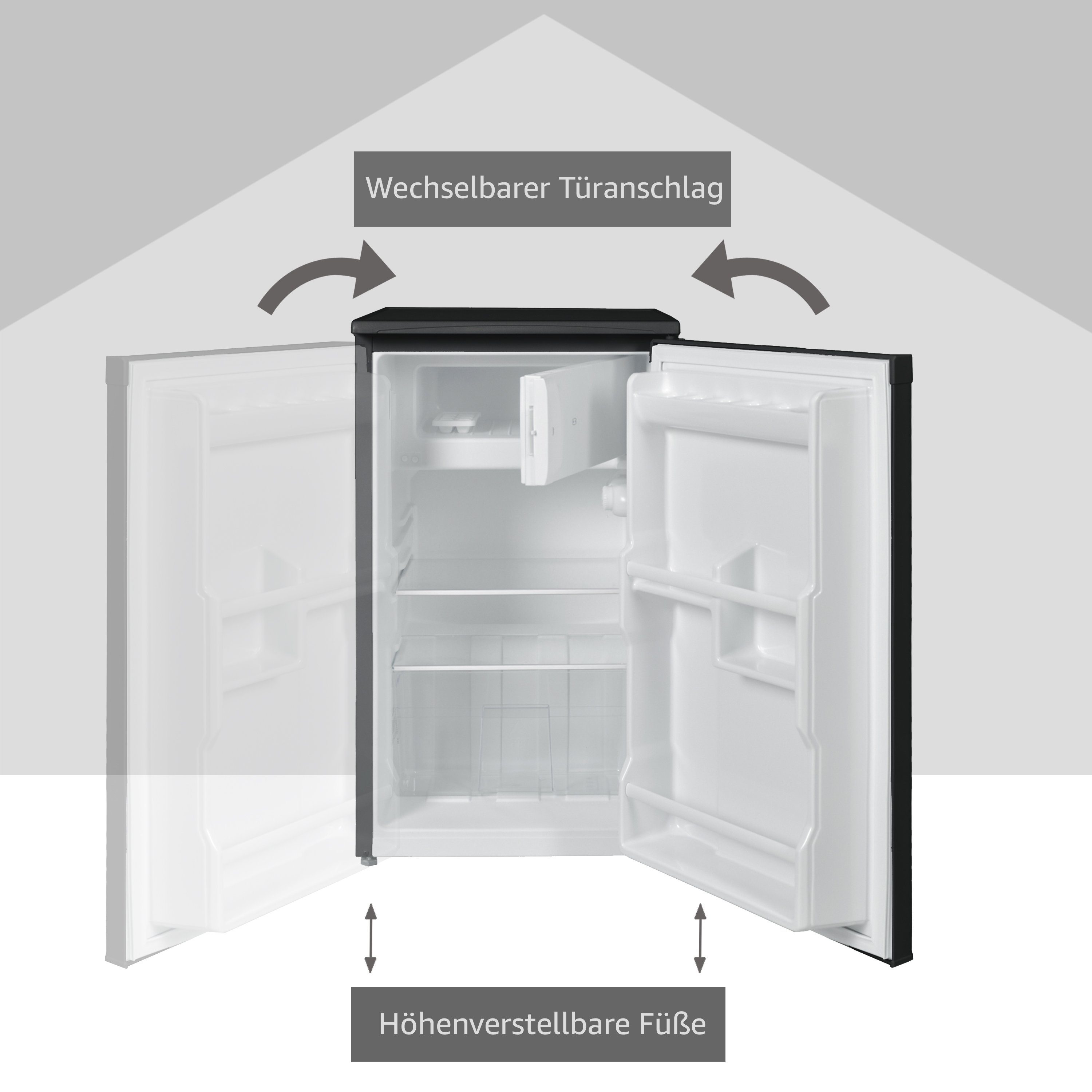 Telefunken Kühlschrank CF-32-151-B, 83.8 cm hoch, 48 cm breit, Tischkühlschrank mit Gefrierfach, 81 L Gesamt-Nutzinhalt