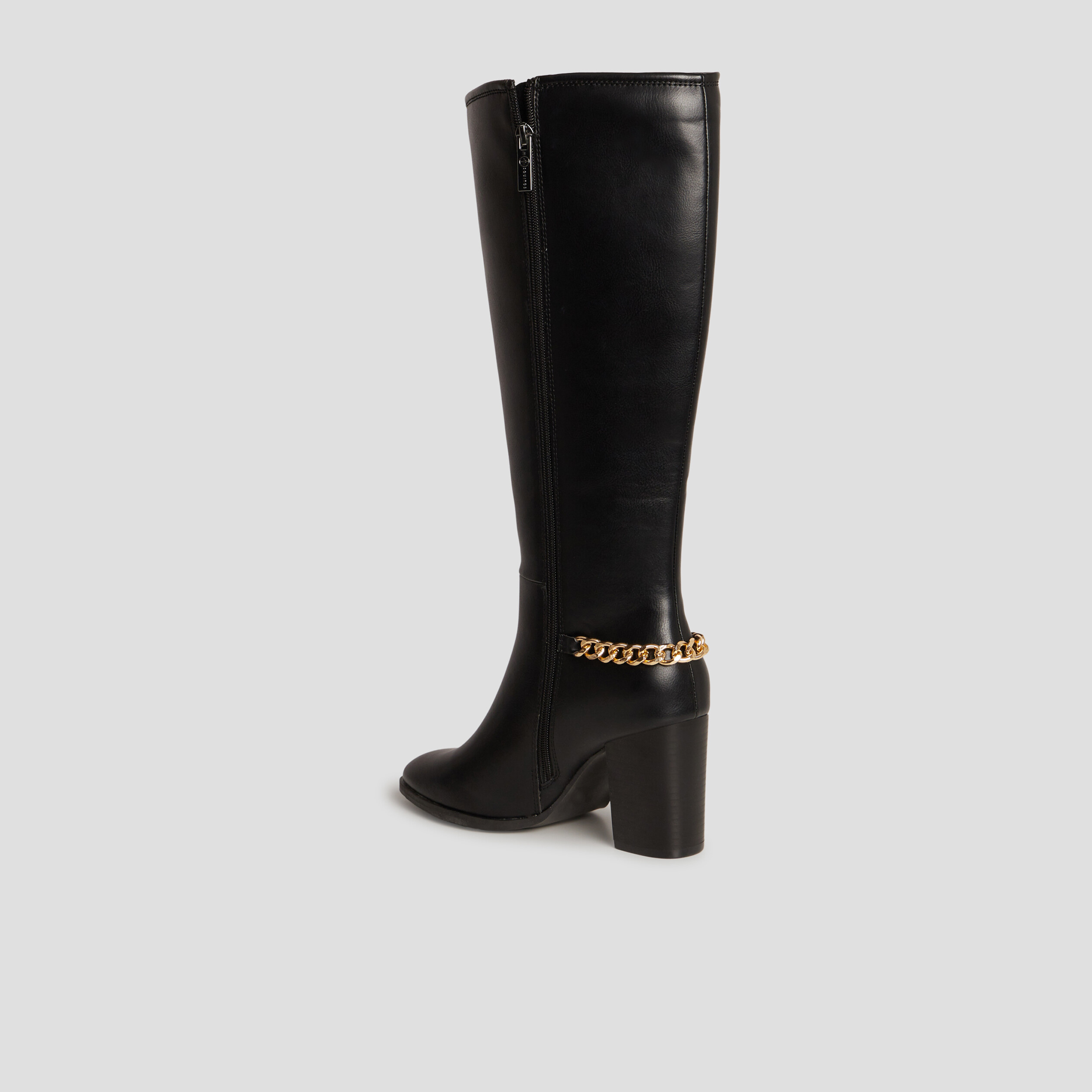 Bottes hautes avec chaînes à talons noir femme | La Halle