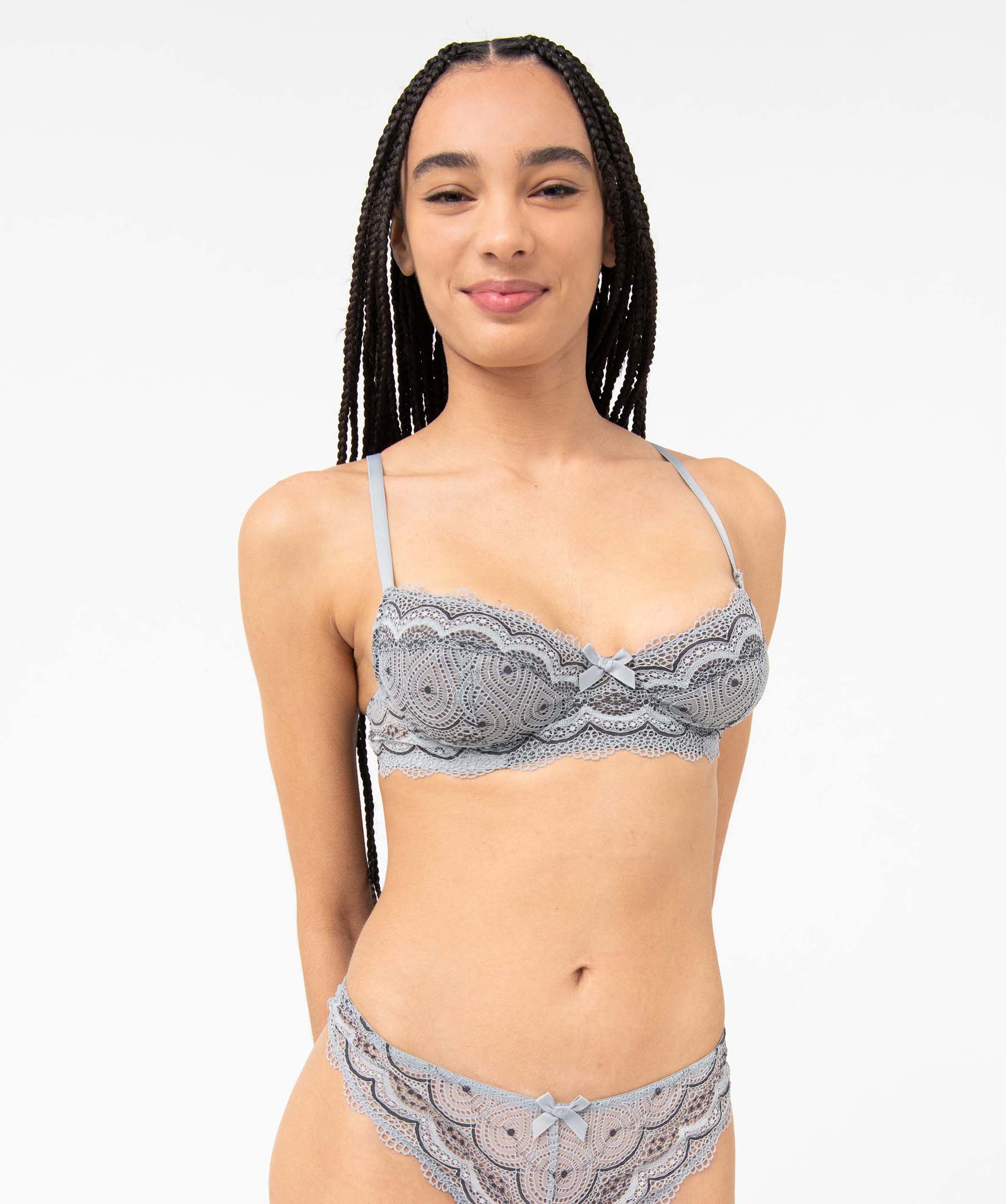 Soutien-gorge forme corbeille en dentelle femme gris | GEMO