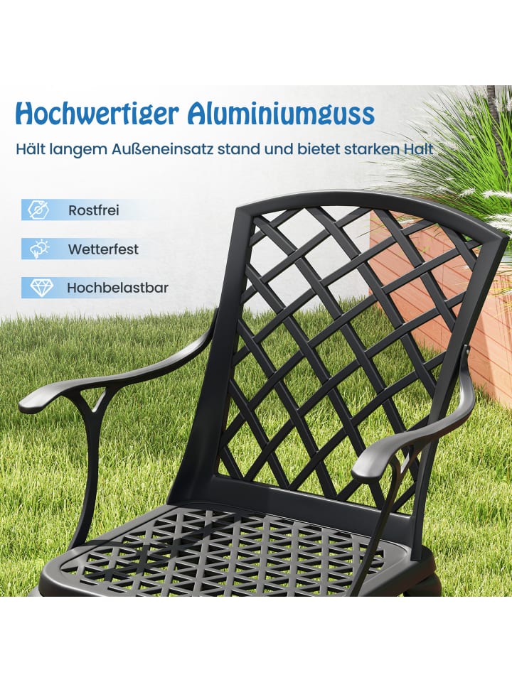 COSTWAY 2er Set Gartenstühle Aluminiumguss in Schwarz günstig kaufen onesize