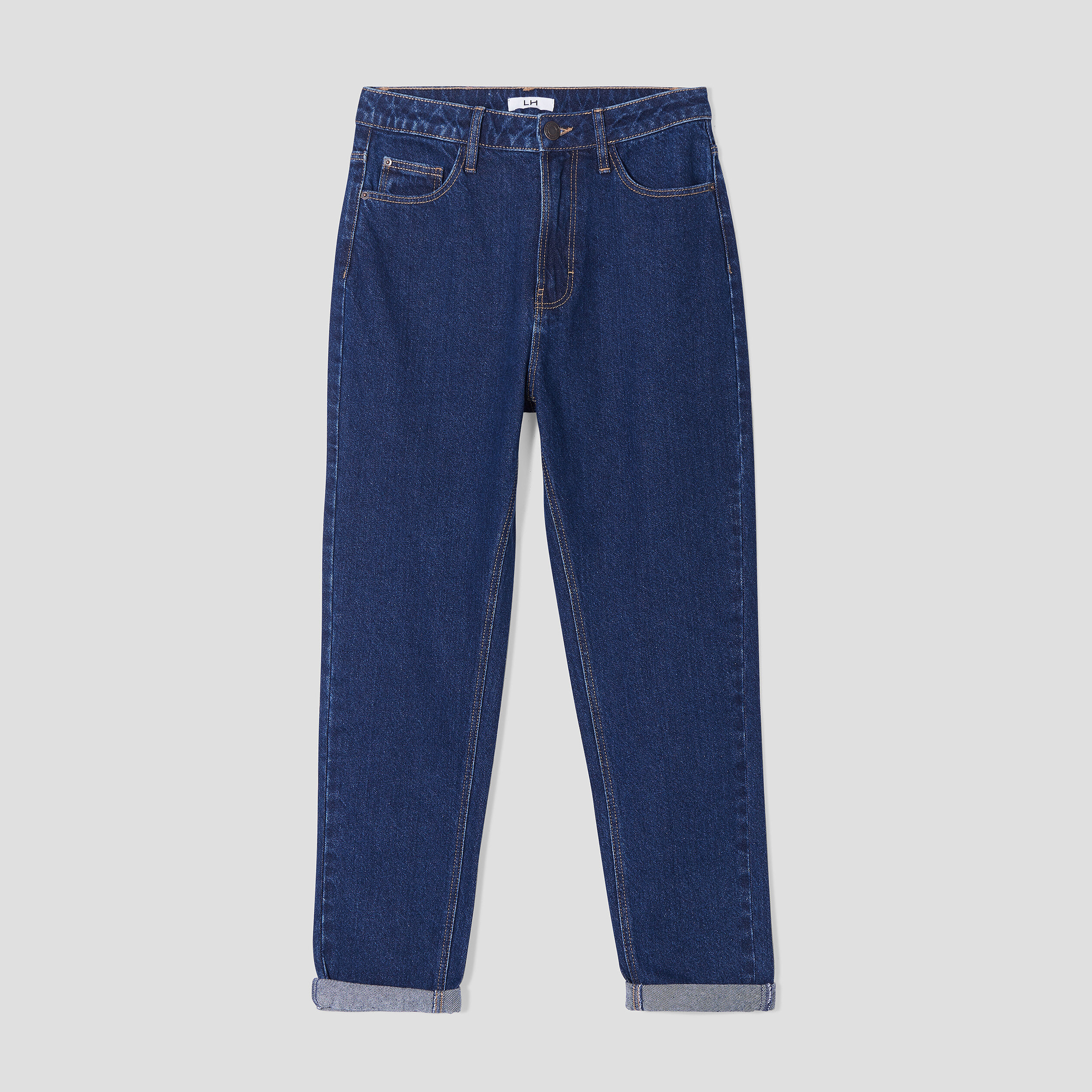 Jeans mom taille haute 7 8ème coton denim brut femme | La Halle