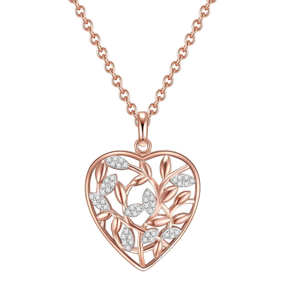 Rafaela Donata Collier en argent Coeur/feuilles pétillant Argent sterling Oxyde de zirconium (CZ collier
