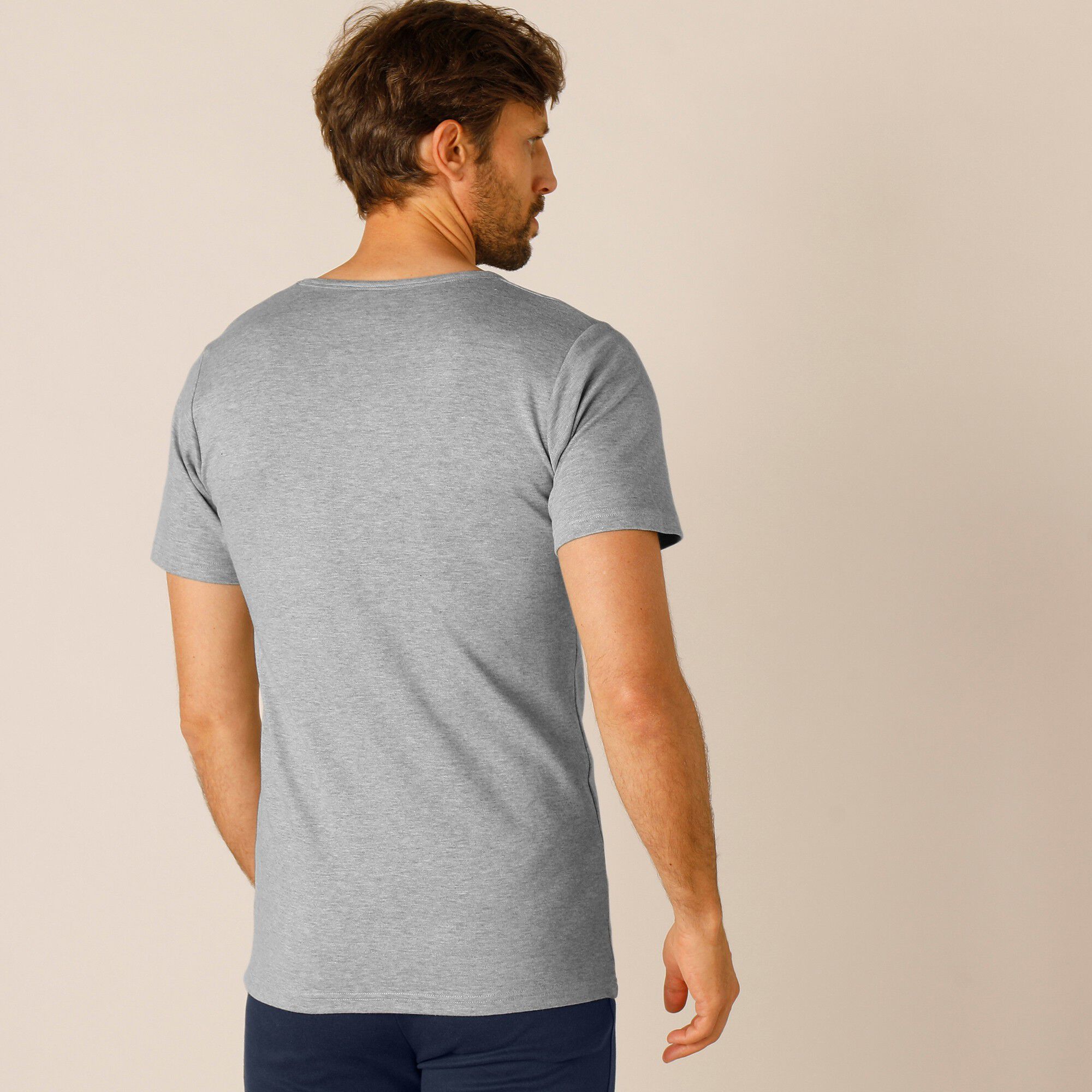 Tee-shirt sous-vêtement homme col rond manches courtes coton