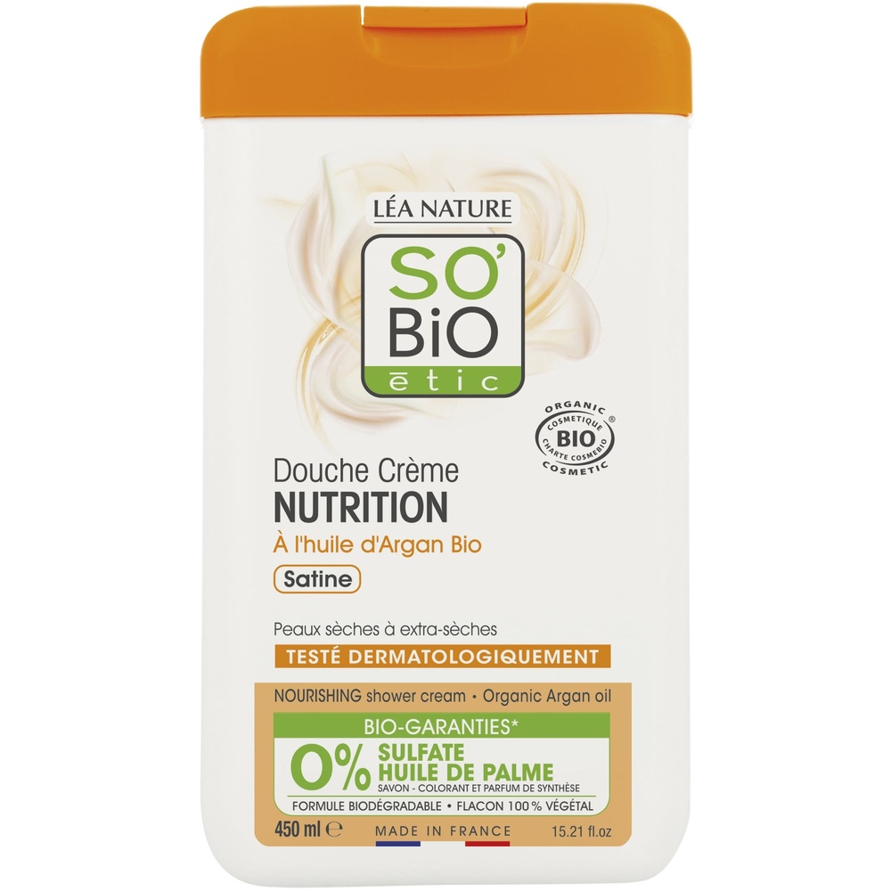 LÉA NATURE SO BiO étic Douche crème nutrition, à l'huile d'Argan bio, satine Douche crème