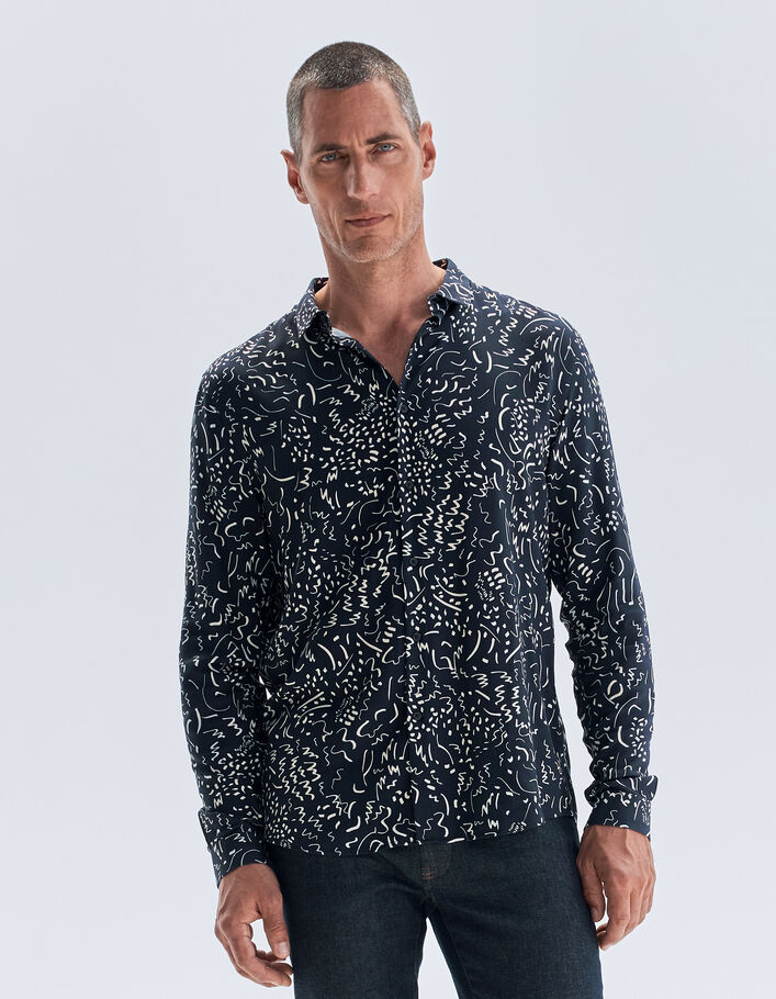 Chemise REGULAR marine LENZING™ ECOVERO™ imprimé graffiti Homme