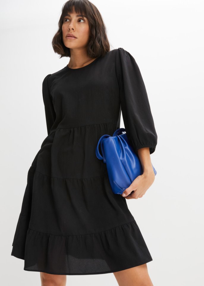 Crepe-Kleid mit Volants