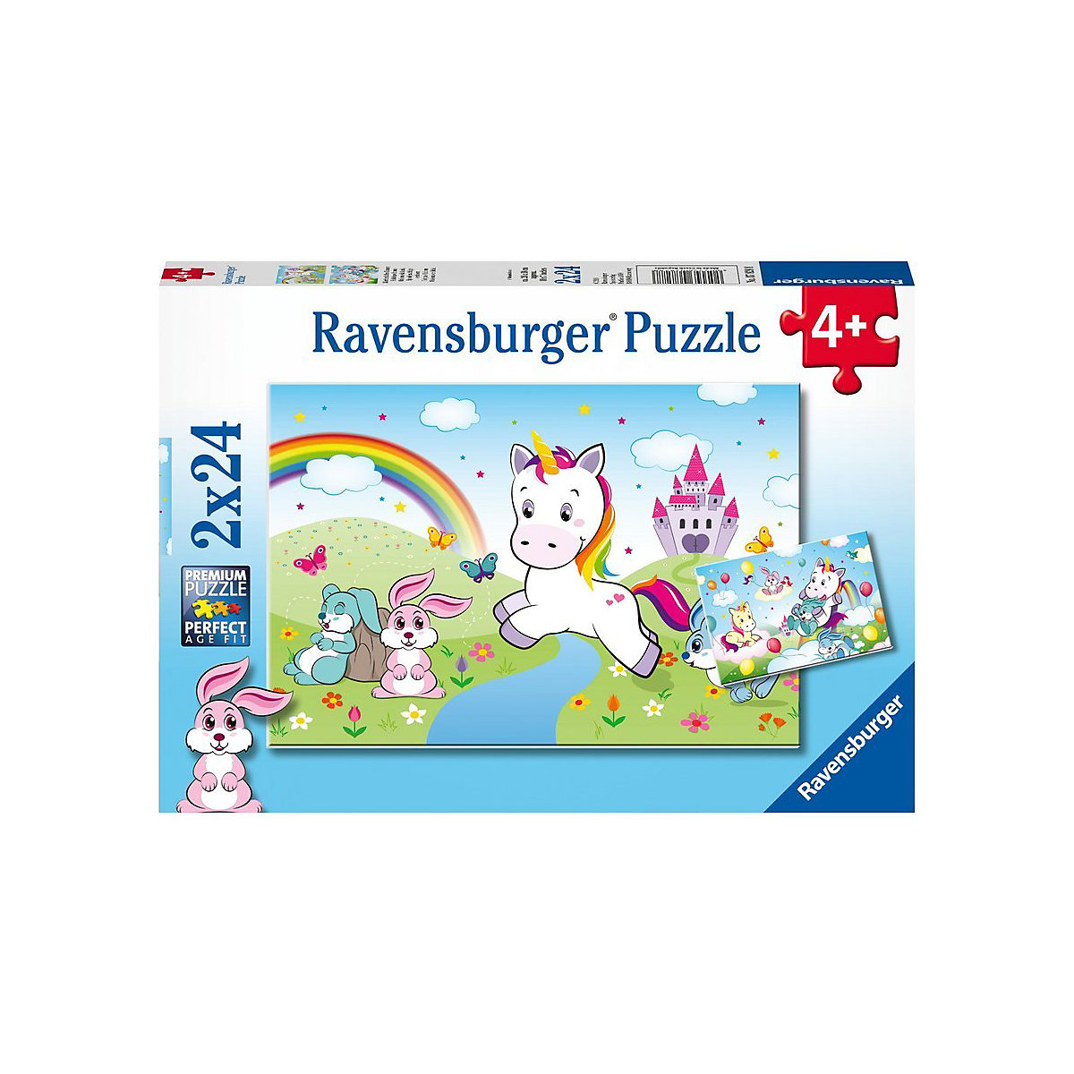 2er Set Puzzle, je 24 Teile, 26x18 cm, Märchenhaftes Einhorn