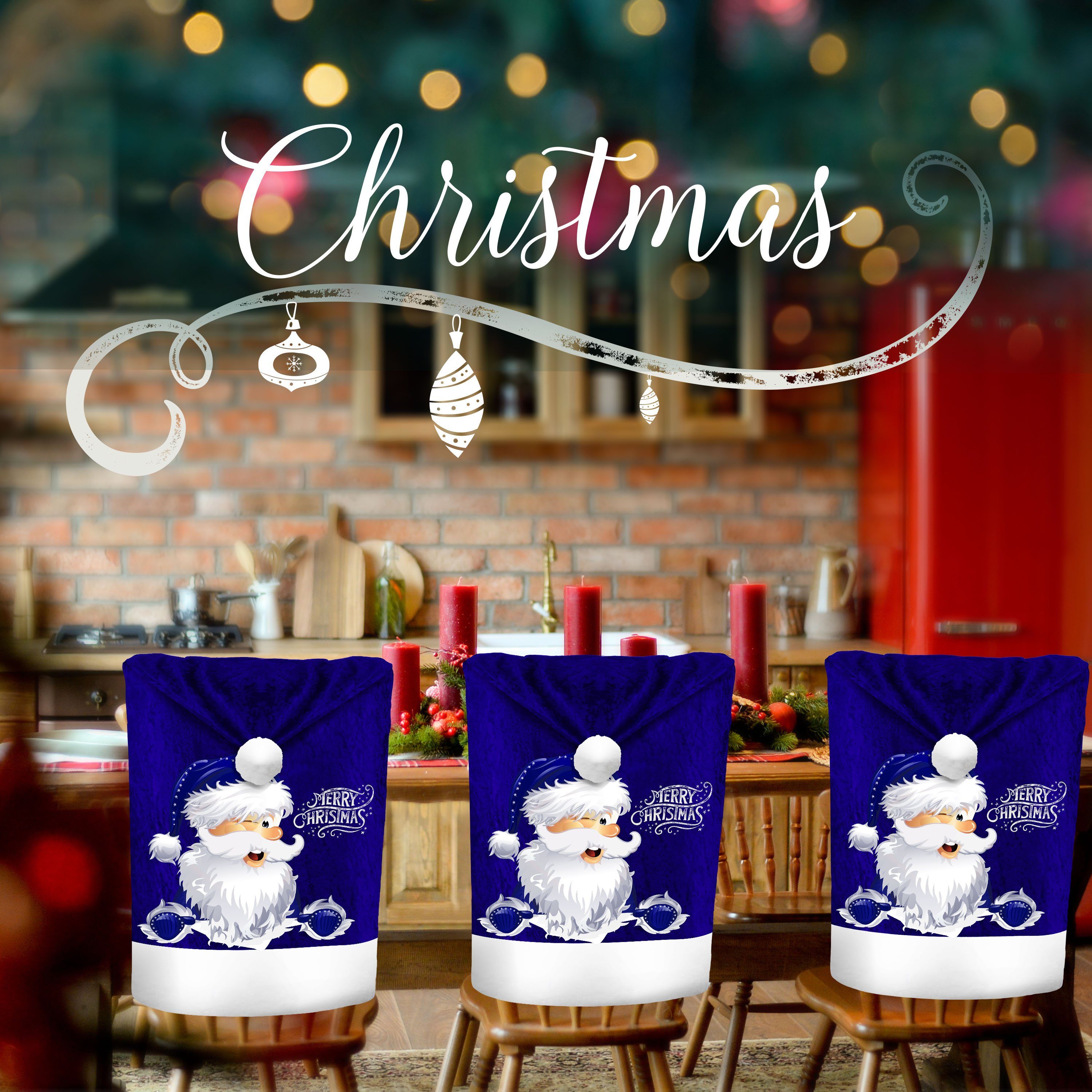 KESSER Weihnachtsfigur, Premium Weihnachtsstuhlüberzug Set Stuhlhussen für Weihnachten