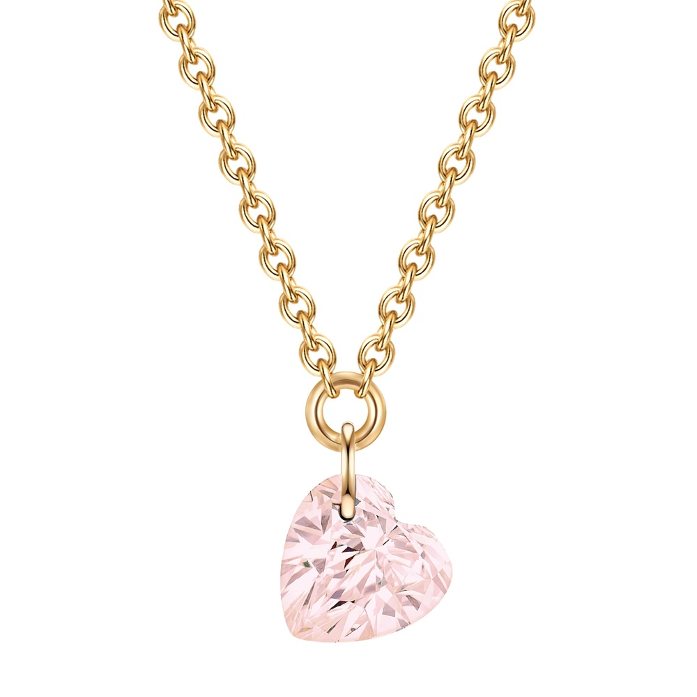 Glanzstücke München Chaîne Coeur Argent sterling Quartz rose en Or jaune collier