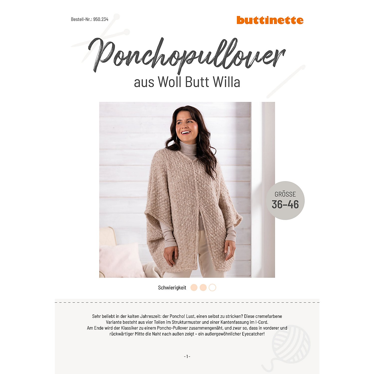 Strickanleitung – Ponchopullover aus Woll Butt Primo Willa