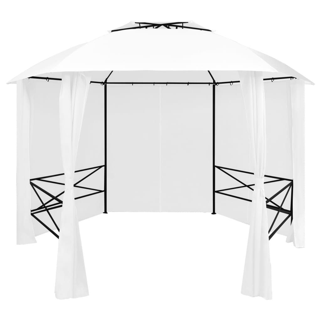 vidaXL Partyzelt Gartenzelt mit Vorhängen 360x312x265 cm Weiß 180 g/m²