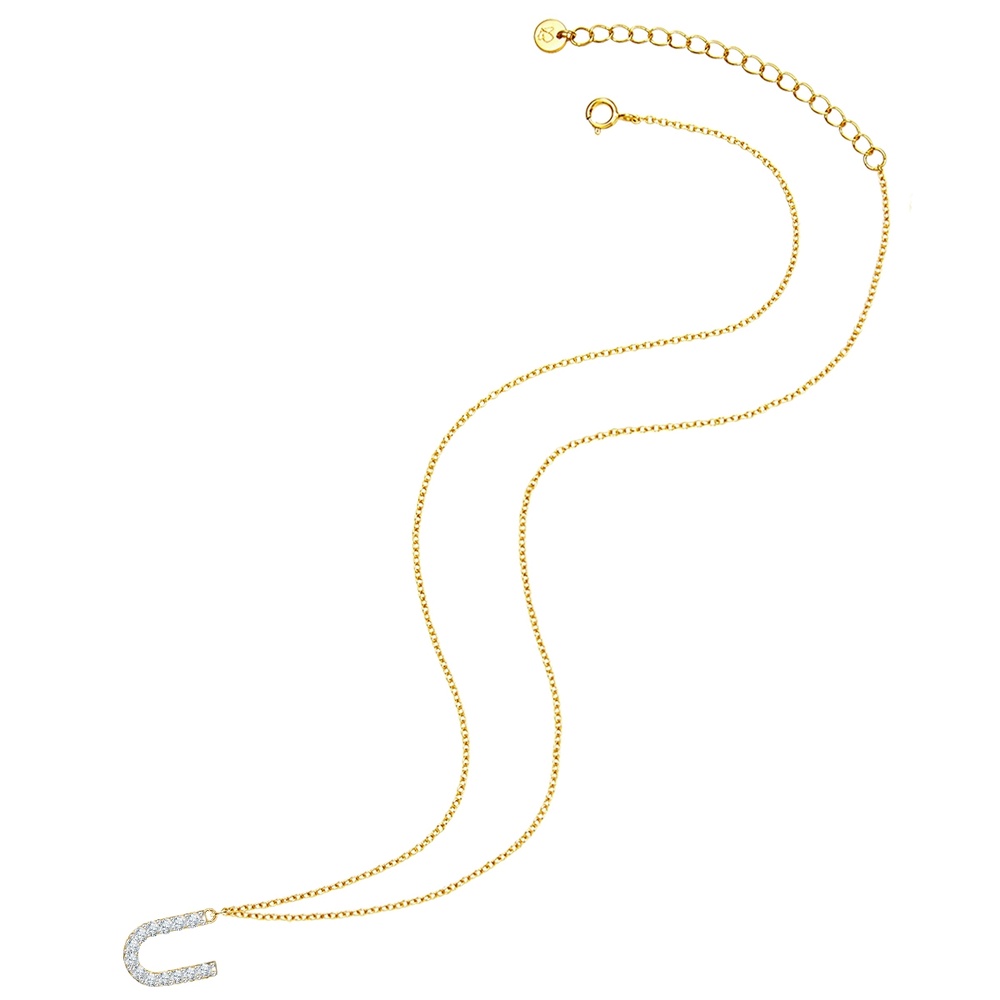 Glanzstücke München Collier en argent Lettre U Argent sterling Oxyde de zirconium (CZ) en Or jaune collier