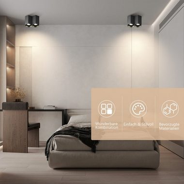 ZMH LED Deckenstrahler LED Deckenspots Aufbauspot - GU10 Deckenleuchte 2 Flammig, ohne Leuchtmittel, Aufbaustrahler Modern Design Spotleuchte für Küche Wohnzimmer, Schwarz