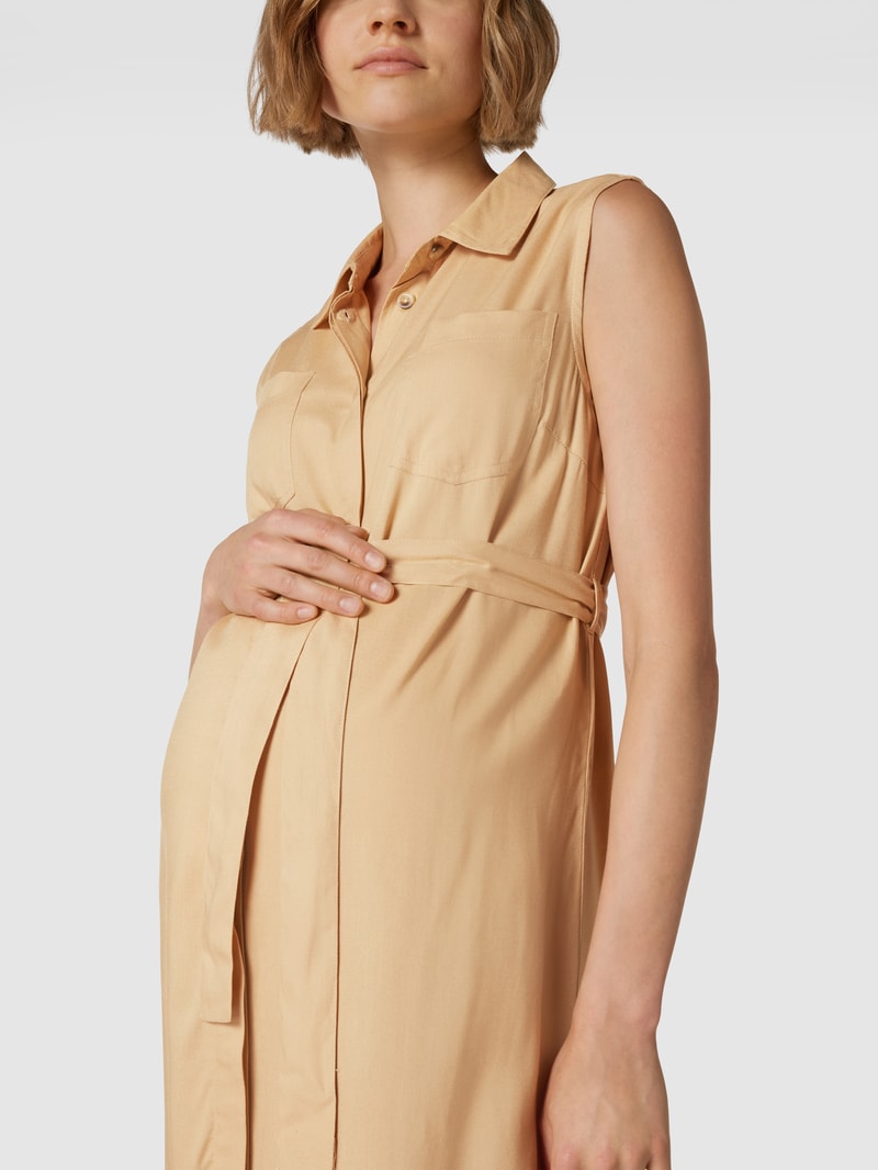 Knielanges Umstands-Hemdblusenkleid Modell 'LIA' in sand