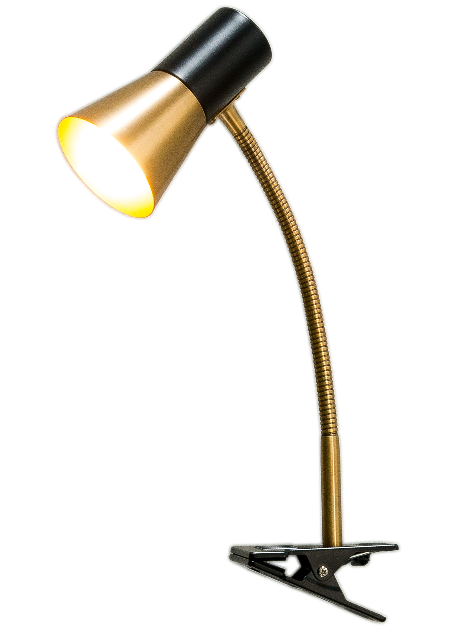 Escat Klemmleuchte, Satin Brass/Schwarz
