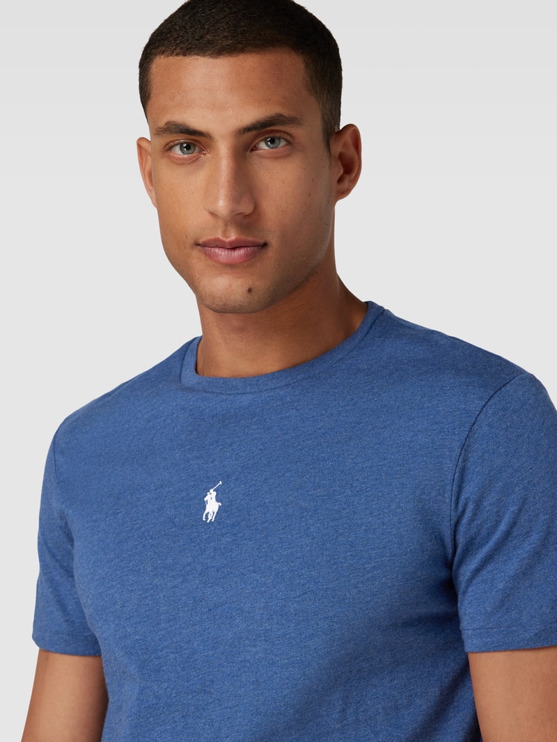 T-Shirt mit Logo-Stitching in rauchblau