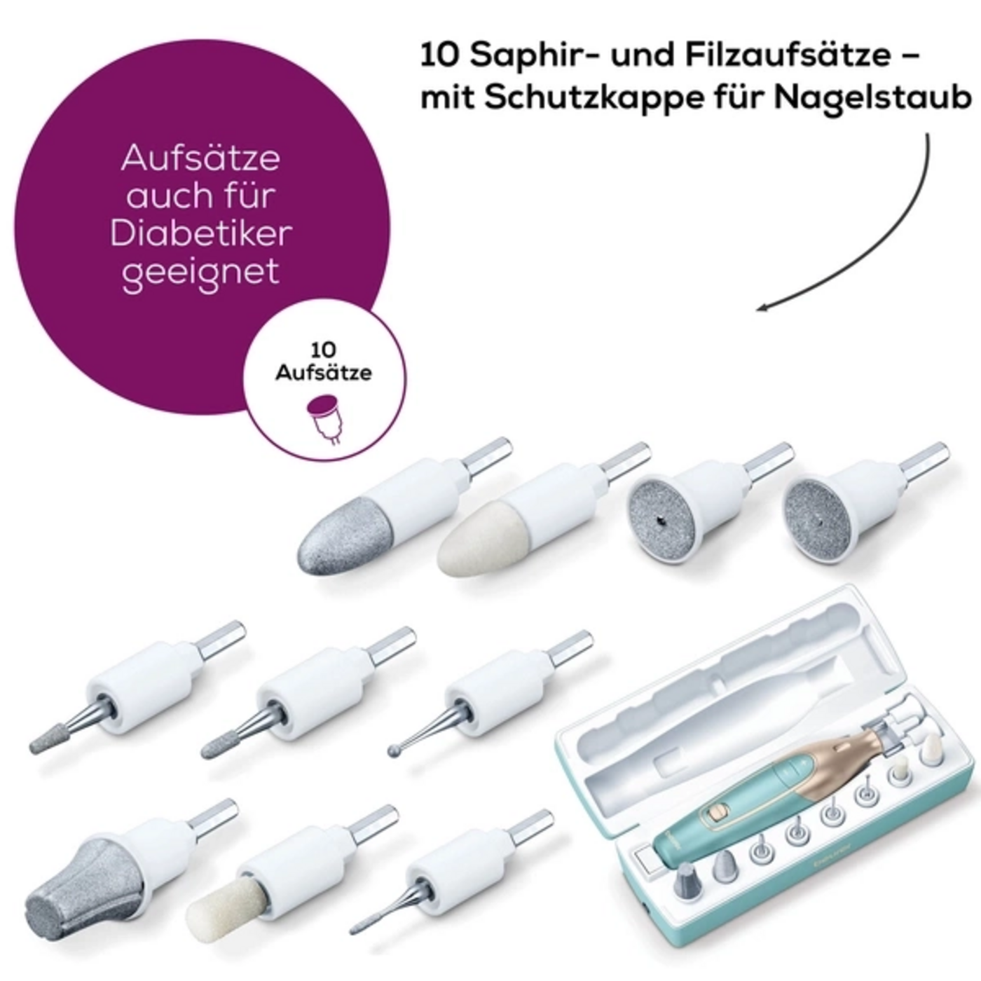Beurer Maniküre-/ Pedikürestation MP 100 & Wiederaufladbares Maniküre- & Pediküreset MP 84-Das Power-Bundle