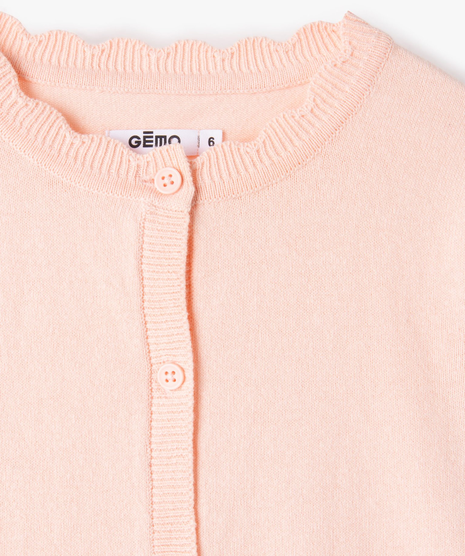 Gilet fille en maille fine à col fantaisie rose | GEMO