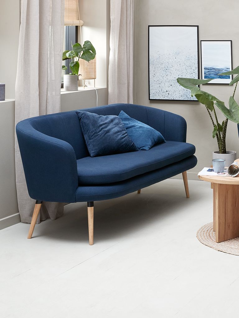 GISTRUP Sofá de 3 lugares GISTRUP tecido azul marinho