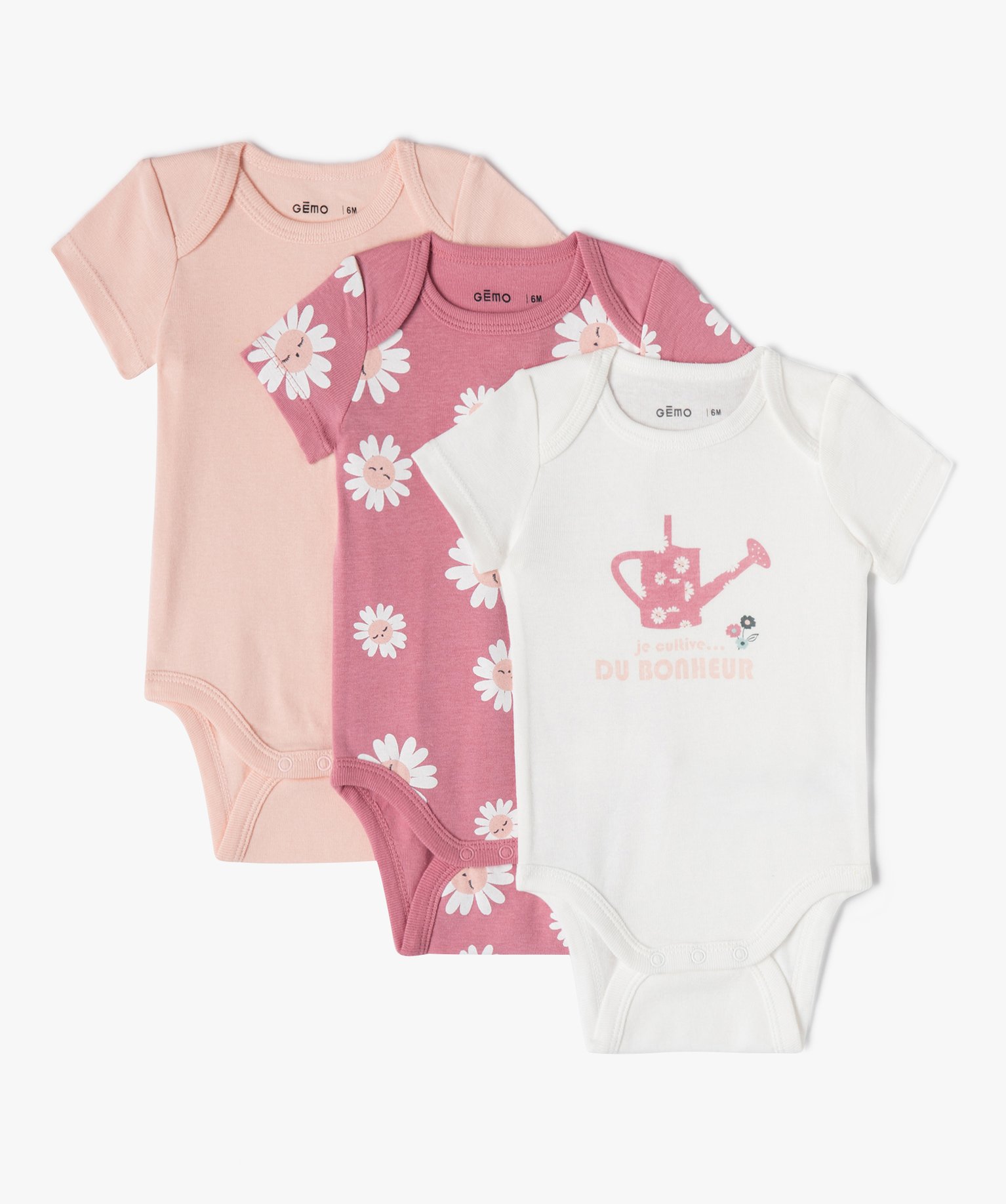 Body bébé à manches courtes et col US à motif fleurs (lo... rose | GEMO