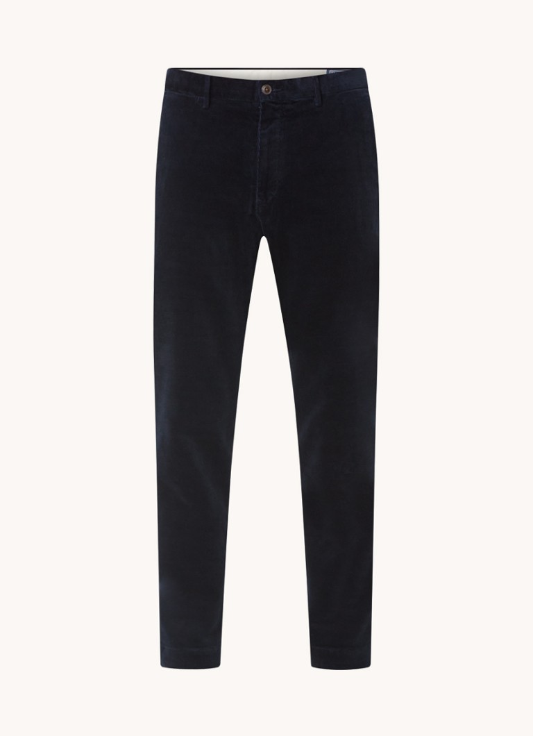 Pantaloni Ralph Lauren din catifea reiată cu croială dreaptă și buzunare laterale
