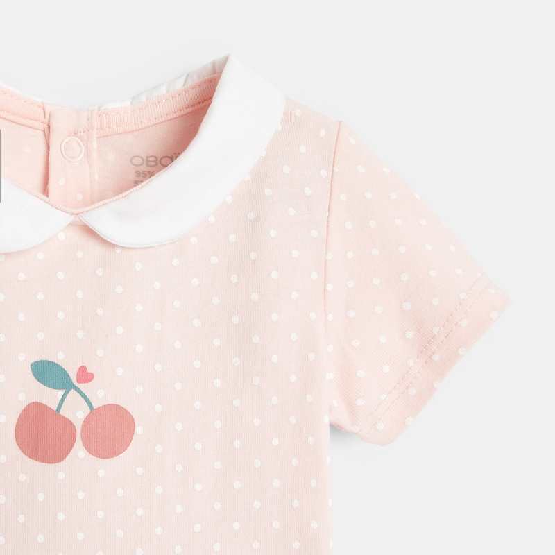 Body petit col cerises (lot de 3) rose naissance