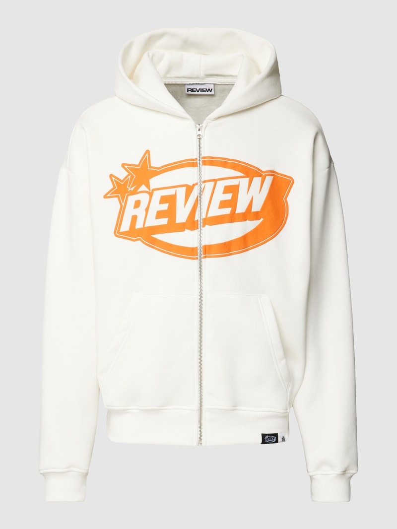 Sweatjacke mit Label-Details in offwhite