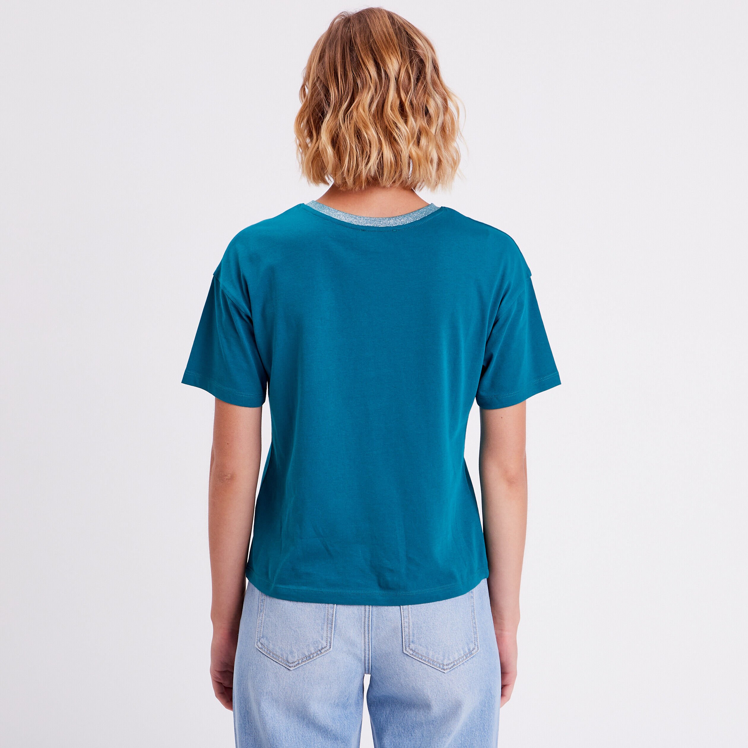 T-shirt manches courtes vert canard femme | Cache Cache