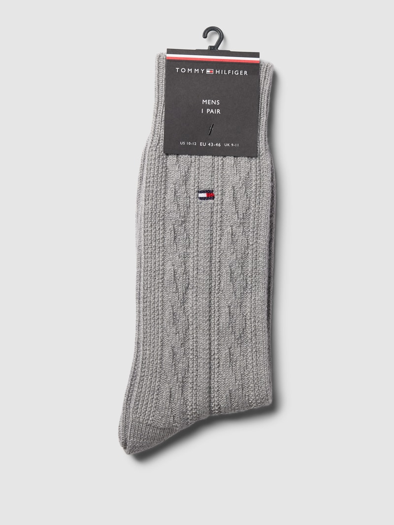 Socken mit Zopfmuster Modell 'CABLE' in mittelgrau