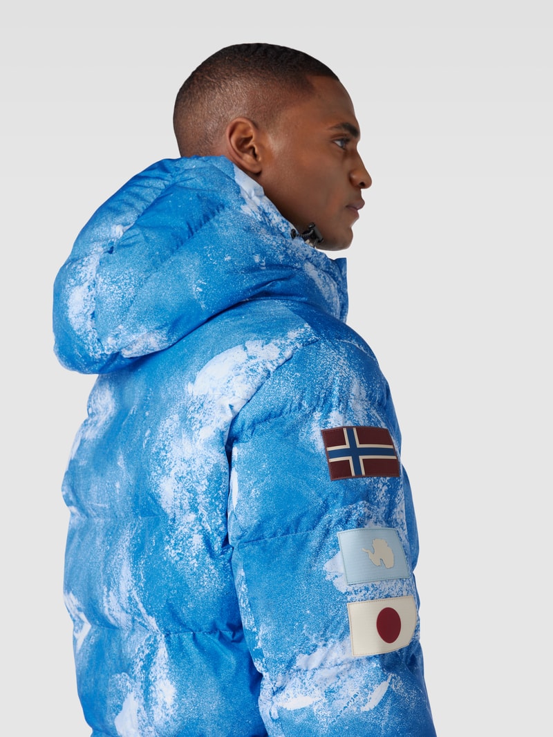 Winterjacke mit Allover-Muster Modell 'RASPEBALL' in blau