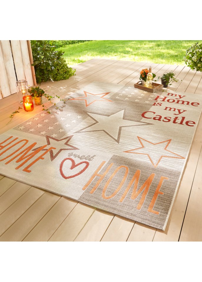 In- und Outdoor Teppich mit Sternen und Statement