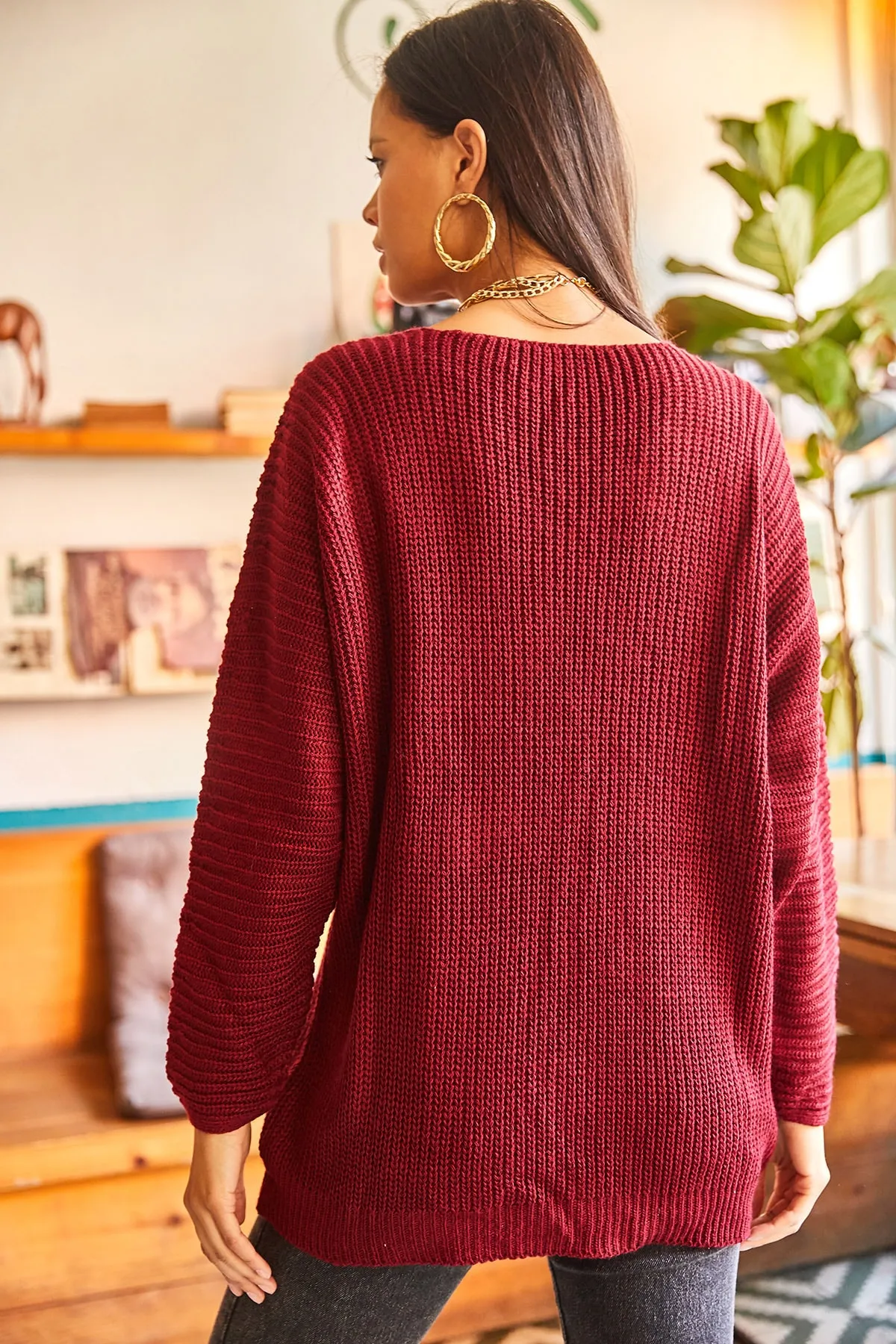 Olalook  Thessaloniki Strickpullover in Übergröße mit V-Ausschnitt