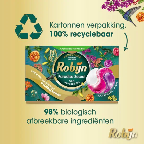 Robijn Paradise Secret Capsule per bucato 3 in 1 15 pezzi