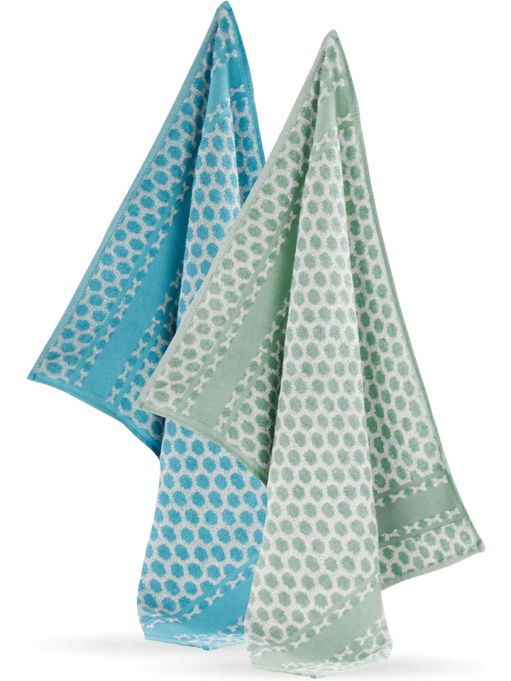 Aspero 12 Frotte Baumwoll Geschirrtücher in Blau/Grün günstig kaufen 50 x 70 cm