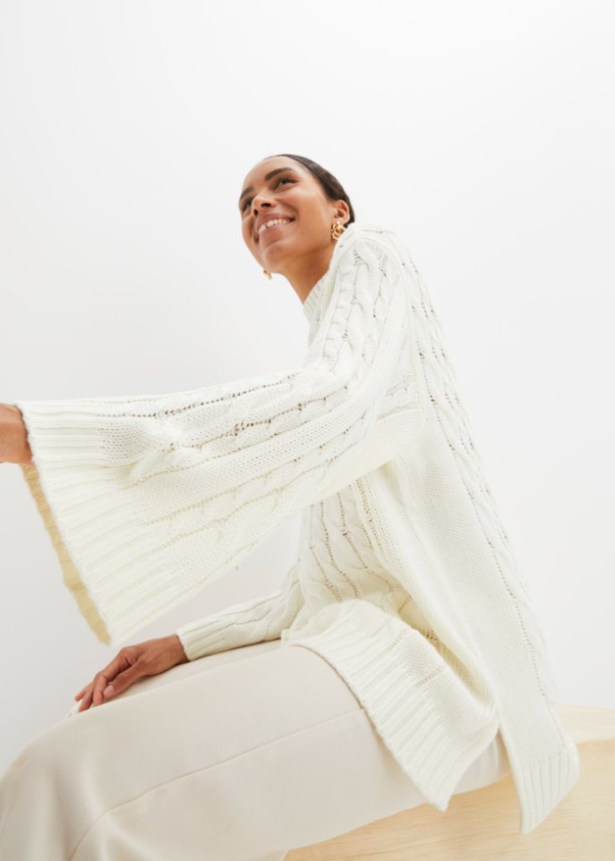 Oversized Pullover mit Zopfmuster