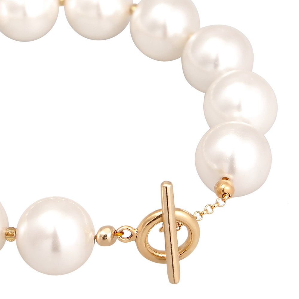 Elli Elli Bracelet Femmes Tendance classique T-Bone avec perles de coquillage en argen Bracelet