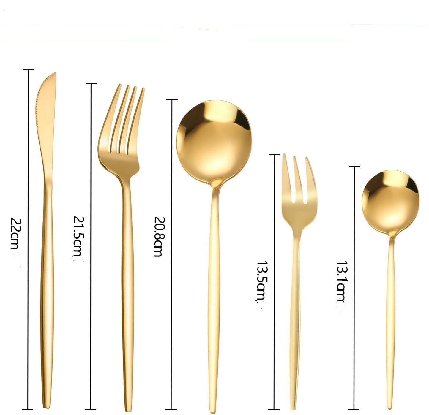 Home safety Besteck-Set 60 teilig Edelstahl Besteckset 12Personen Gold Essbesteck Set
