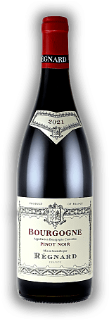 Régnard, Bourgogne Pinot Noir, AC, 2021, Bourgogne rouge  Régnard, Bourgogne Pinot Noir, AC, 2021, Bourgogne rouge  Ein klassischer roter Burgunder, der nicht durch Kraft, sondern durch Finesse zu überzeugen weiß. Jahrgang 2021 - 0,75	 Liter - Vol 12