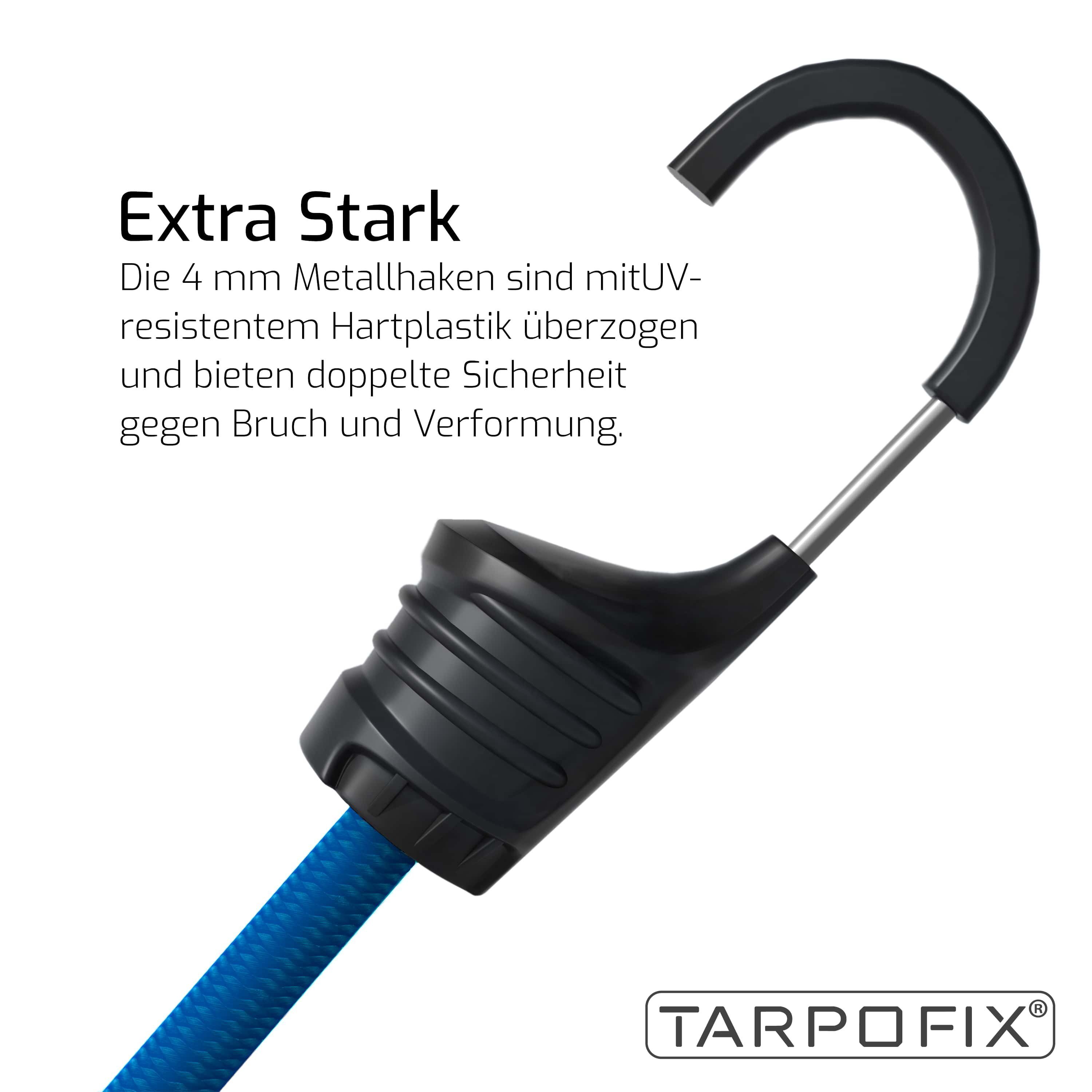 Tarpofix® Spanngurt Gepäckspanner Spanngummi Set 25-100 cm (24er-Set) Kunststoff ummantelte Expander Haken - universell nutzbar als Spanngurte, Gepäckgummis & Spannseile
