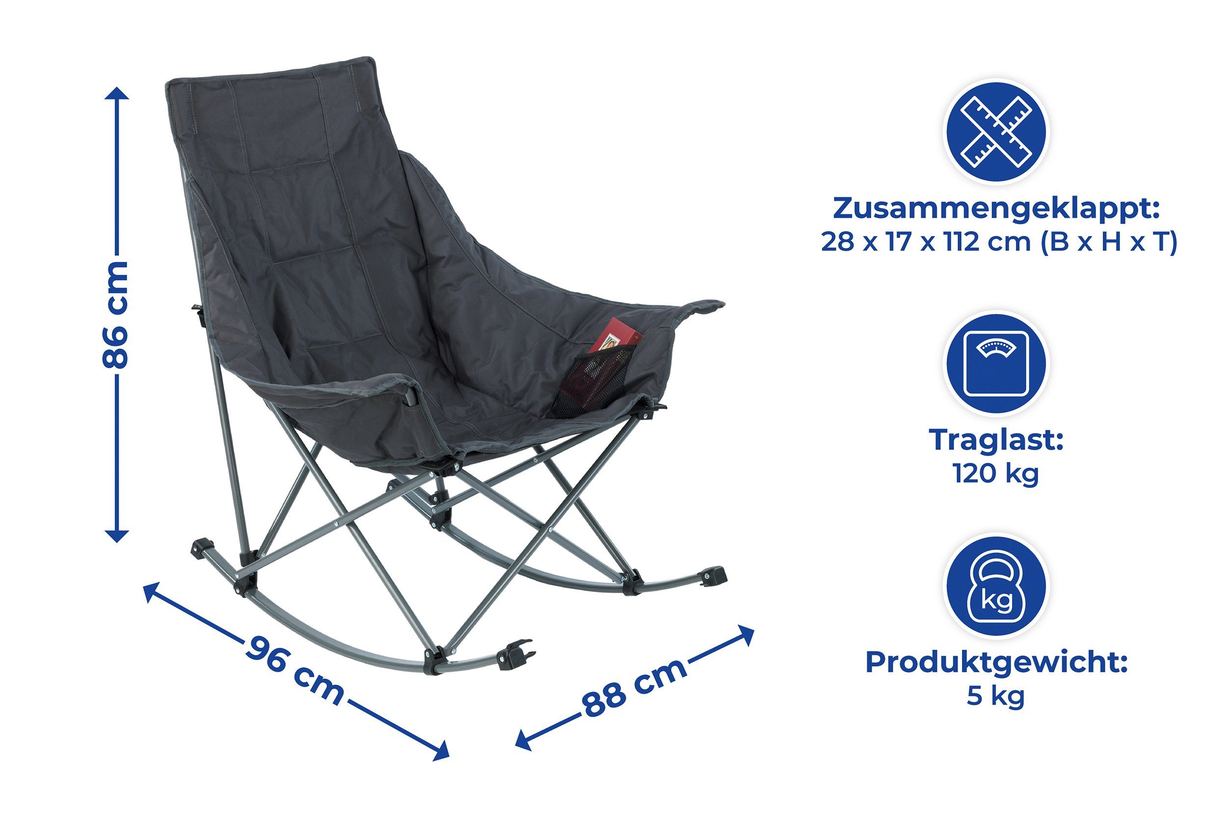 Maximex Campingstuhl Falt-Schaukelstuhl, für drinnen & draußen