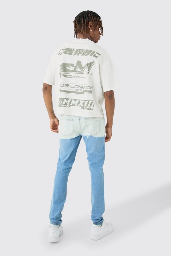 Tall hellblaue Stretch Skinny Jeans mit Farbeffekt