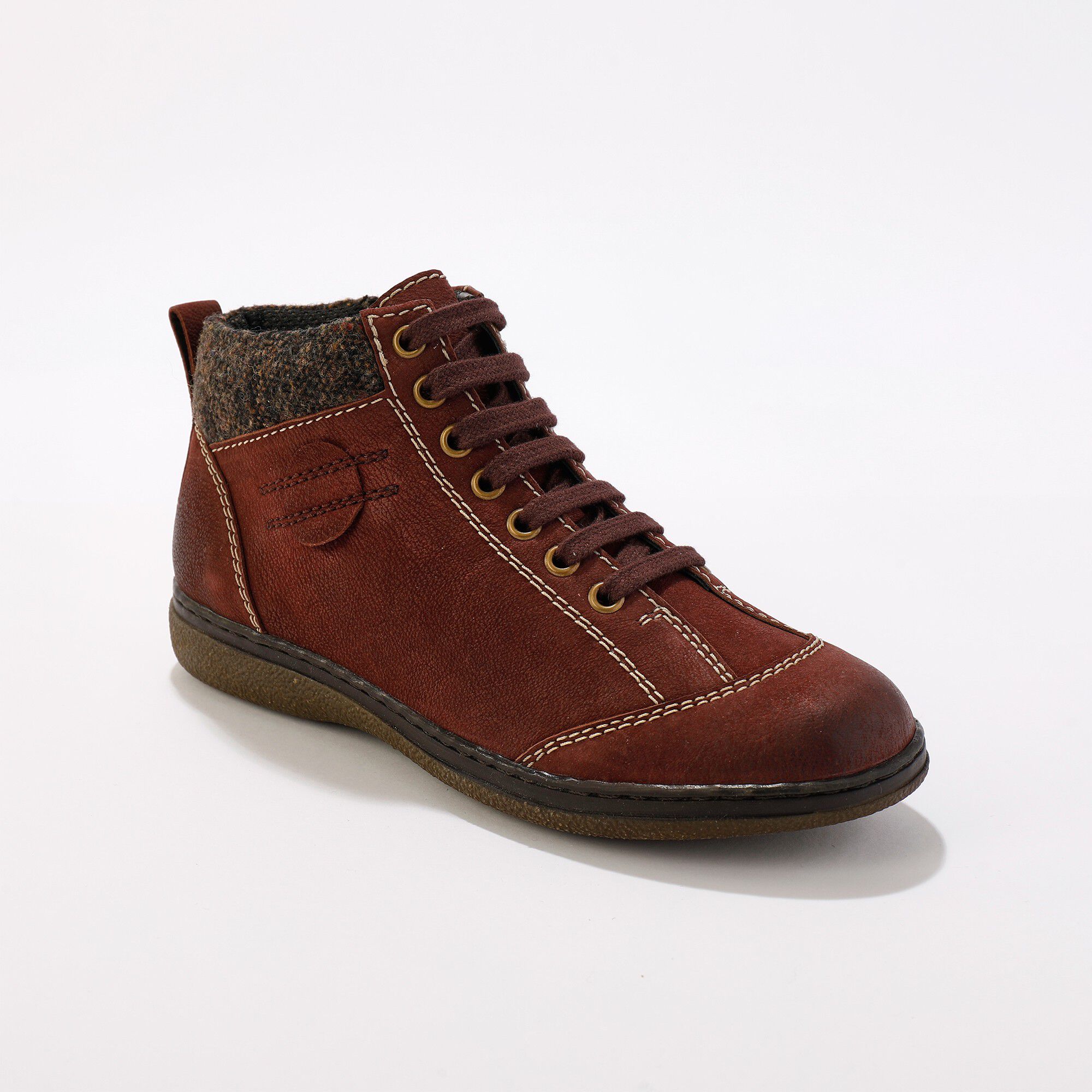 Boots détente lacées et zippées en cuir