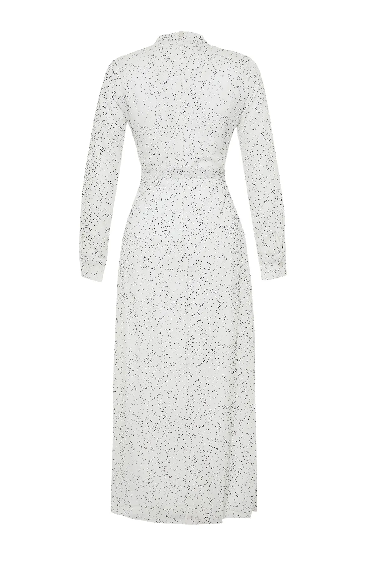 Trendyol Modest  Weißes, strukturiertes, hochwertiges, mit Polka Dots gefüttertes Webkleid TCTSS24EB00141